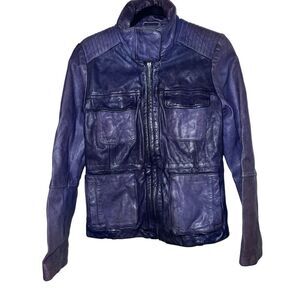 Gap leather jacket  indigo color Sz S Bella Swan Biker Long Sleeves Zipper